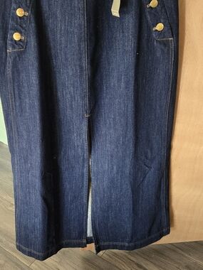 J. Crew Dark Indigo Denim Skirt with Contrast Stitching